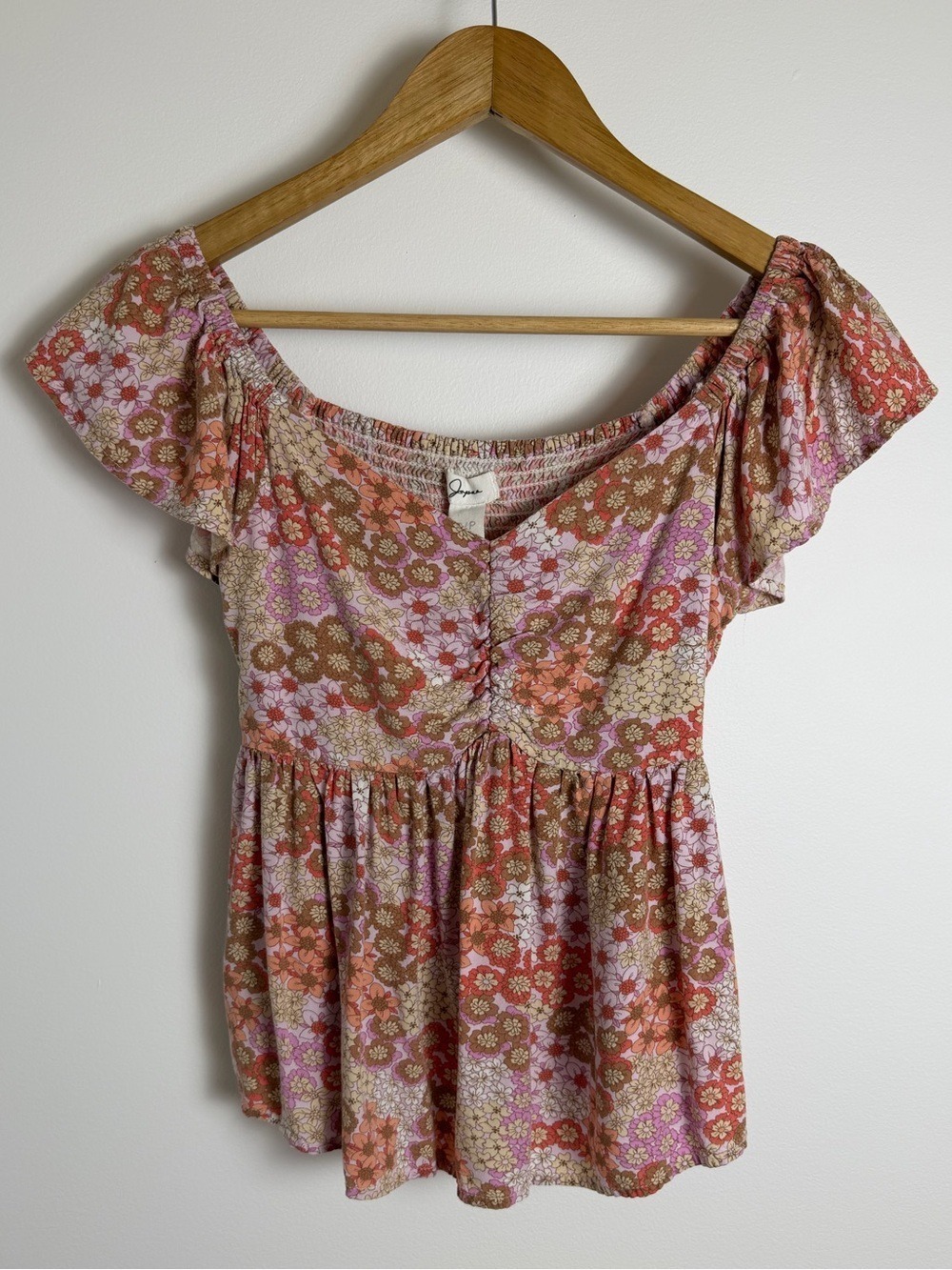 Boho Prairie Babydoll Top Floral Cottagecore Peasant Blouse